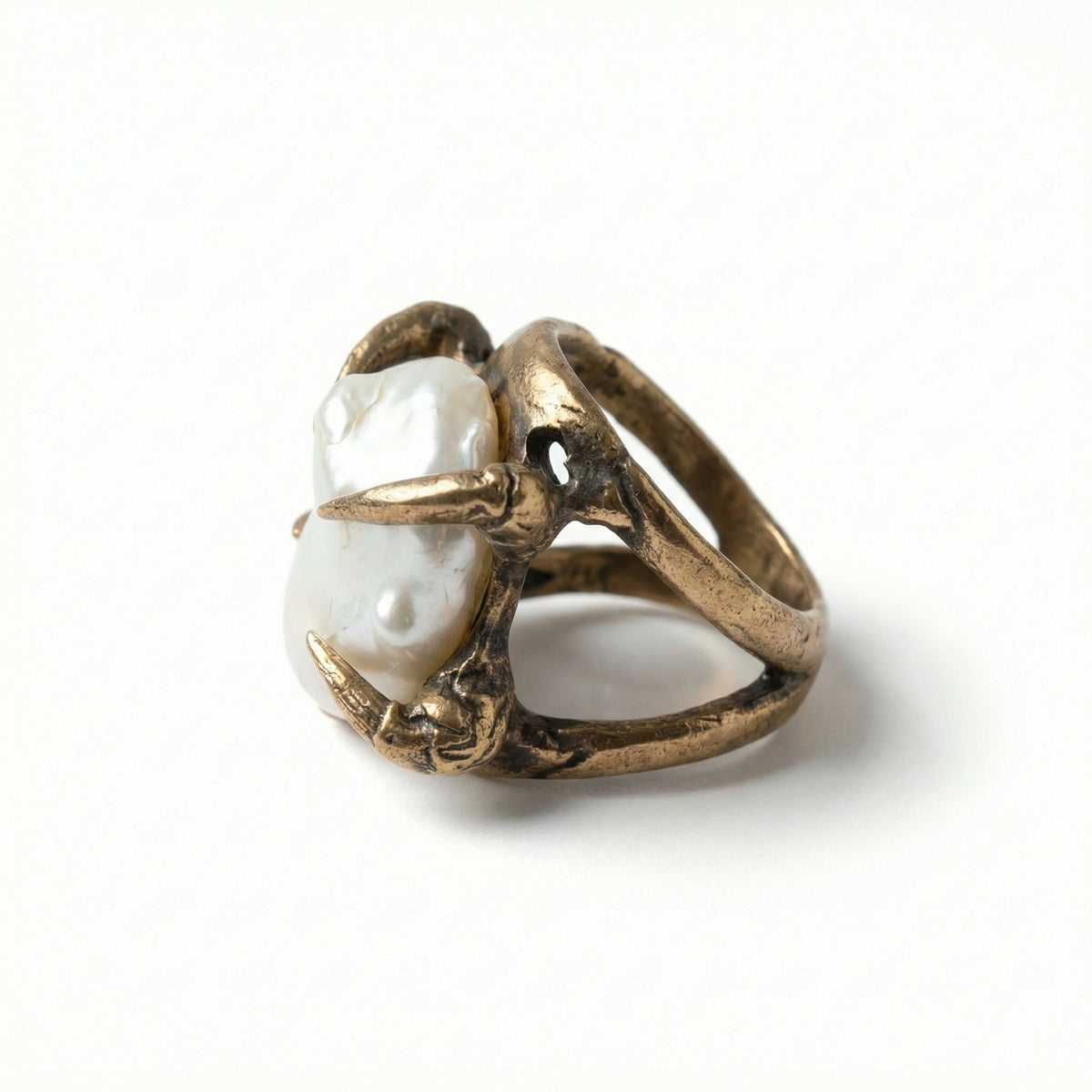 BAROQUE PEARL BRONZE RING